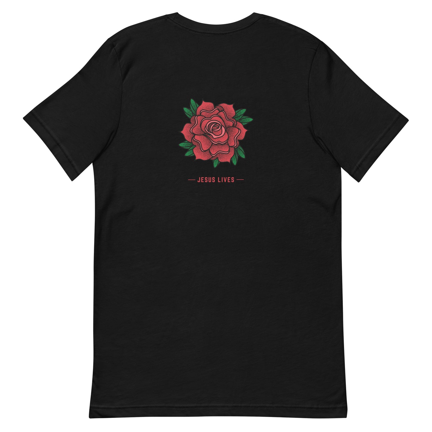 Rose Design on Front and back. Unisex t-shirt